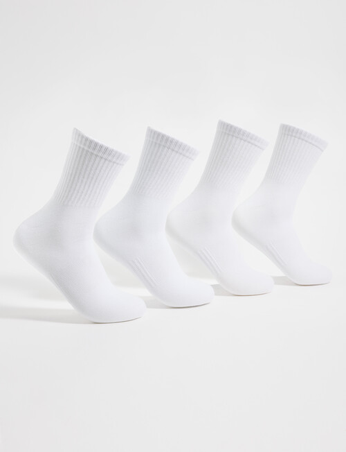 Gym Equipment Viscose Rayon from Bamboo Quarter Crew Sock, 4-Pack, White product photo