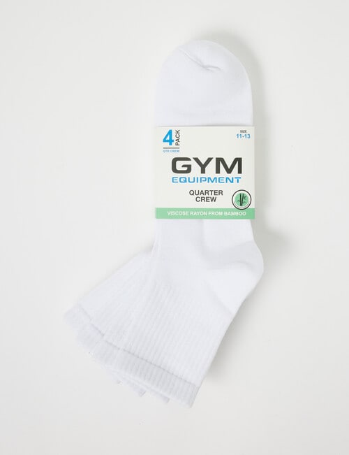 Gym Equipment Viscose Rayon from Bamboo Quarter Crew Sock, 4-Pack, White product photo View 02 L