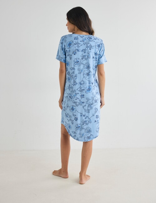 Whistle Sleep T-Shirt Nightie, Navy Print product photo View 02 L