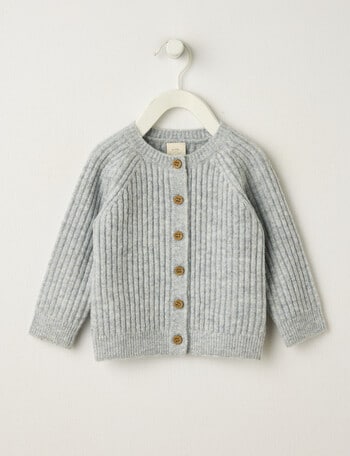 Little Bundle Crew Knit Cardigan, Grey product photo