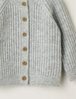 Little Bundle Crew Knit Cardigan, Grey product photo View 02 S