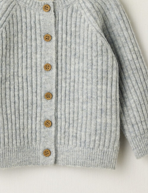 Little Bundle Crew Knit Cardigan, Grey product photo View 02 L
