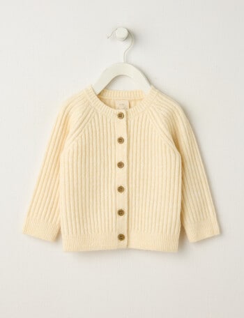 Little Bundle Crew Knit Cardigan, Cream product photo