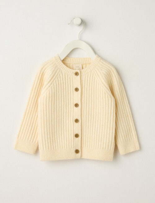 Little Bundle Crew Knit Cardigan, Cream product photo