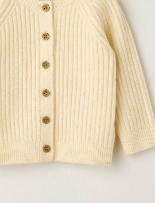 Little Bundle Crew Knit Cardigan, Cream product photo View 02 L