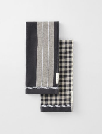 Sheridan Este Tea Towel, 2-Pack, Carbon product photo