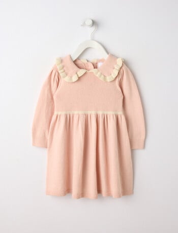 Teeny Weeny Boot Scooting Knit Long-Sleeve Dress, Pink product photo