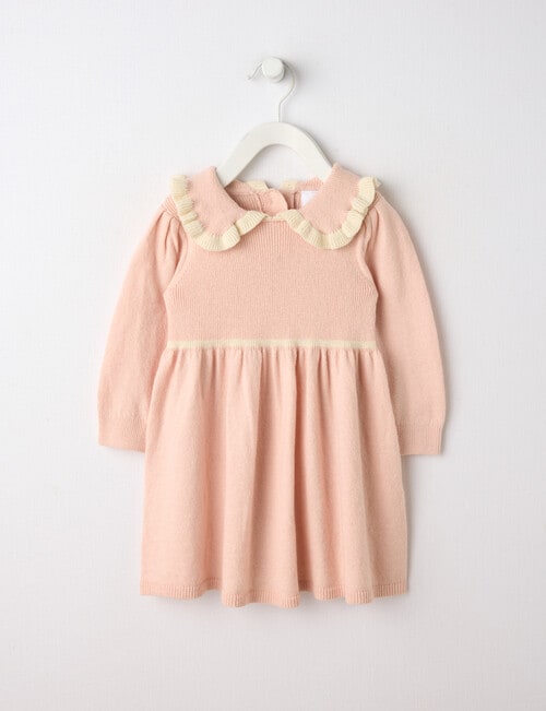 Teeny Weeny Boot Scooting Knit Long-Sleeve Dress, Pink product photo