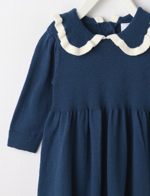 Teeny Weeny Boot Scooting Knit Long-Sleeve Dress, Navy product photo View 03 L