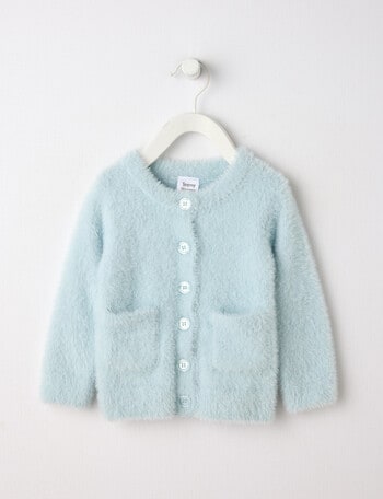 Teeny Weeny Boot Scooting Fluffy Crew Cardigan, Blue product photo