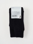 Lyric Cotton Knee Hi Socks, 2-Pack, Black product photo