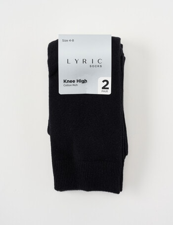 Lyric Cotton Knee Hi Socks, 2-Pack, Black product photo