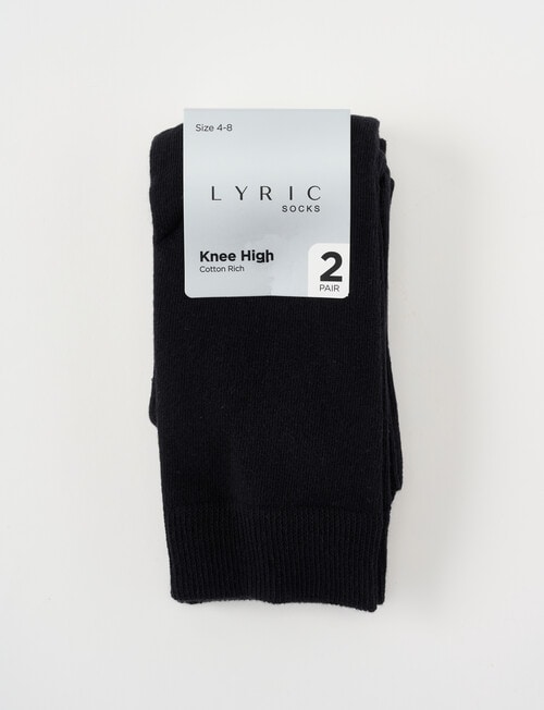 Lyric Cotton Knee Hi Socks, 2-Pack, Black product photo