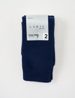 Lyric Cotton Knee Hi Socks, 2-Pack, Navy product photo