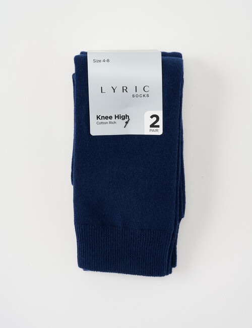 Lyric Cotton Knee Hi Socks, 2-Pack, Navy product photo