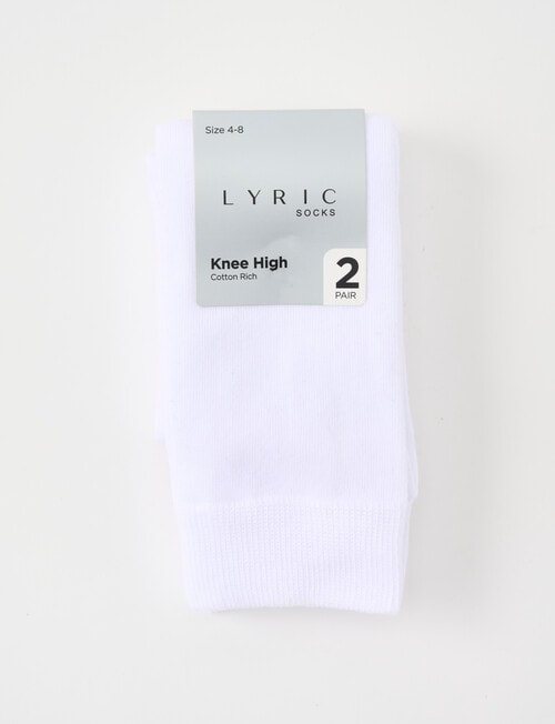 Lyric Cotton Knee Hi Socks, 2-Pack, White product photo
