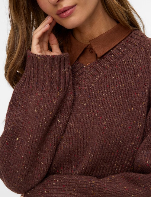 Vero Moda Long Sleeve V-Neck Knit Sweater, Puce product photo View 03 L