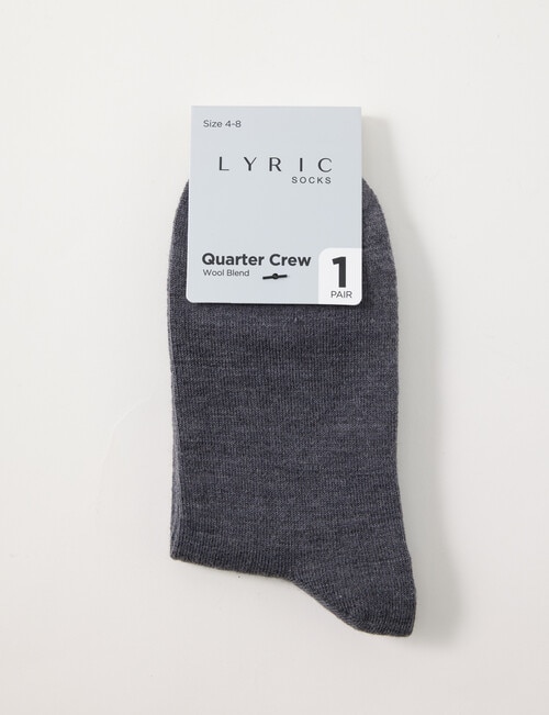 Lyric Wool Blend Quarter Crew Sock, 1-Pack, Grey product photo View 02 L