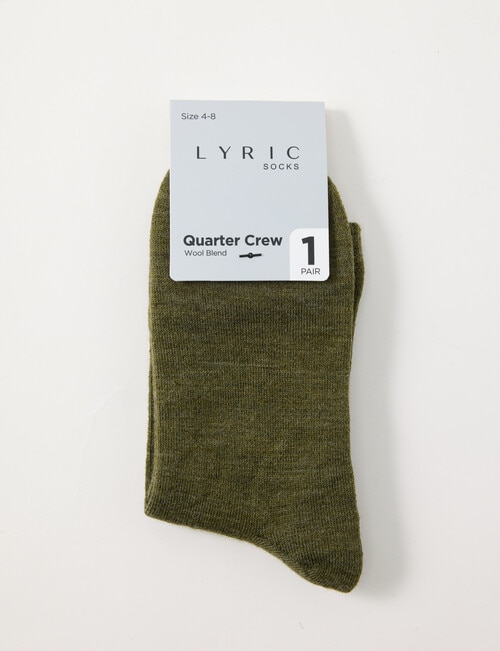 Lyric Wool Blend Quater Crew Sock, 1-Pack, Olive Marle product photo View 02 L