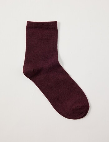 Lyric Wool Blend Quater Crew Sock, 1-Pack, Burgundy product photo