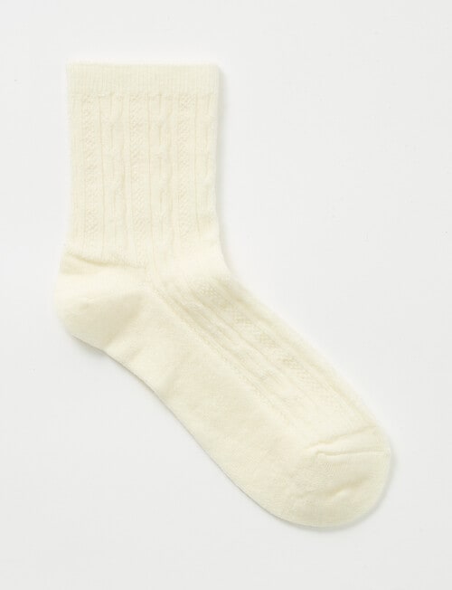 Lyric Wool Blend Cable Quarter Crew Sock, 1-Pack, Ivory product photo