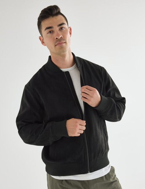 Gasoline Suede Bomber Jacket, Black product photo View 04 L