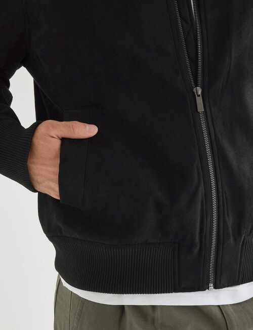 Gasoline Suede Bomber Jacket, Black product photo View 06 L