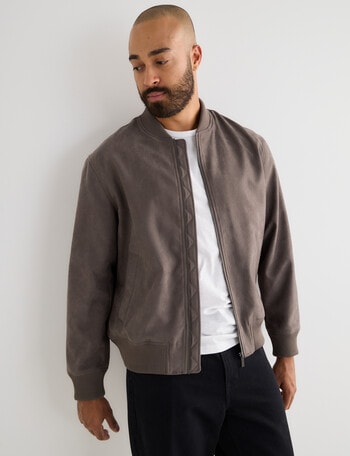 Gasoline Suede Bomber Jacket, Fawn product photo