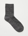 Lyric Wool Blend Cable Quarter Crew Sock, 1-Pack, Grey product photo
