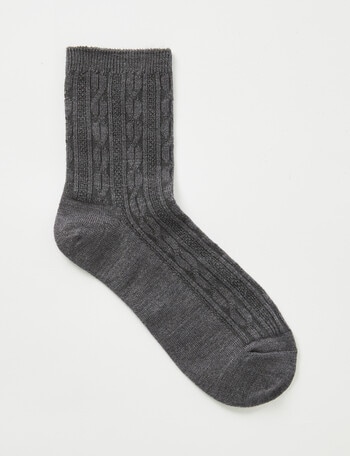 Lyric Wool Blend Cable Quarter Crew Sock, 1-Pack, Grey product photo