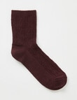 Lyric Wool Blend Cable Quarter Crew Sock, 1-Pack, Burgundy product photo