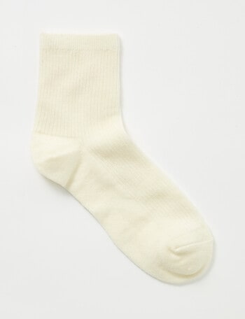 Lyric Wool Blend Rib Quarter Crew Sock, 1-Pack, Ivory product photo