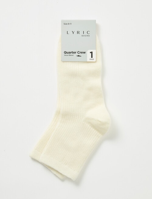 Lyric Wool Blend Rib Quarter Crew Sock, 1-Pack, Ivory product photo View 02 L