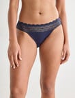 Lyric Cotton & Lace Top Bikini Brief, Indigo product photo