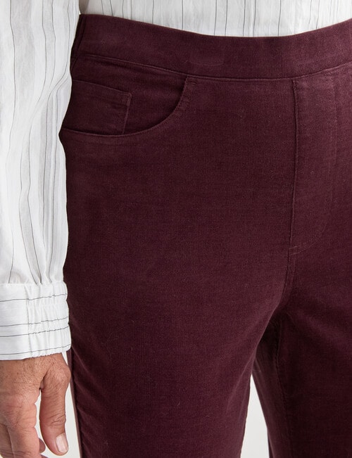 Ella J Pull On Cord Pant, Burgundy product photo View 04 L