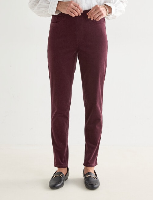 Ella J Pull On Cord Pant, Burgundy product photo
