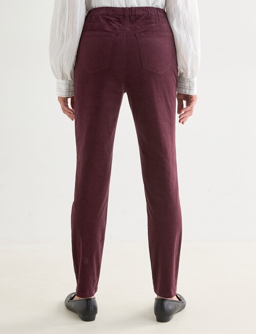 Ella J Pull On Cord Pant, Burgundy product photo View 02 L
