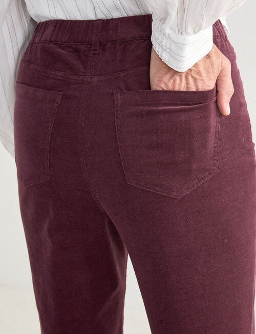 Ella J Pull On Cord Pant, Burgundy product photo View 06 L