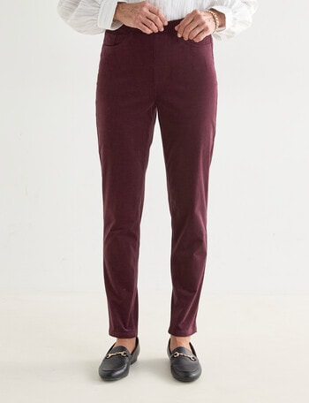 Ella J Pull On Cord Pant, Burgundy product photo