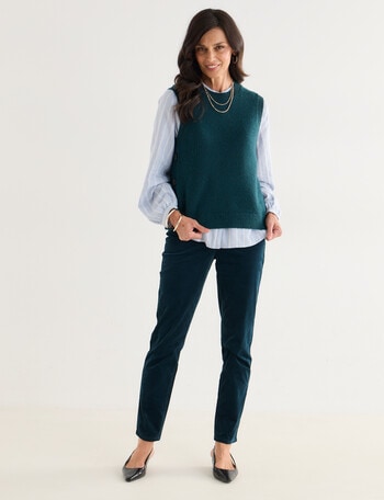 Ella J Pull-On Cord Straight Leg Pant, Petrel product photo