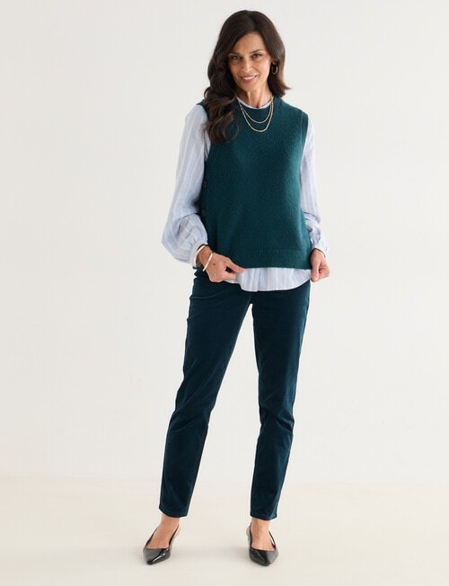 Ella J Pull-On Cord Straight Leg Pant, Petrel product photo