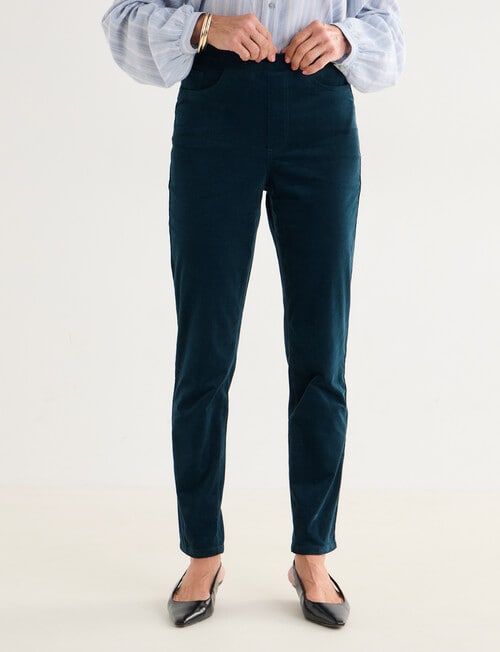 Ella J Pull-On Cord Straight Leg Pant, Petrel product photo View 02 L