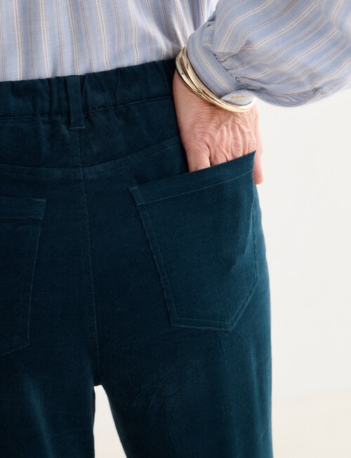 Ella J Pull-On Cord Straight Leg Pant, Petrel product photo View 05 L