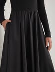 Whistle Long Sleeve Round Neck Rib Dress, Black product photo View 05 S