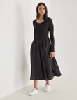 Whistle Long Sleeve Round Neck Rib Dress, Black product photo