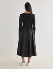 Whistle Long Sleeve Round Neck Rib Dress, Black product photo View 02 S
