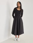 Whistle Long Sleeve Round Neck Rib Dress, Black product photo View 03 S