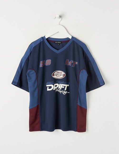 No Issue V Drift Racing Short Sleeve Tee, Navy product photo