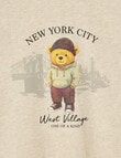 Mac & Ellie NY Bear Long Sleeve Cuffed Tee, Oatmarle product photo View 02 S