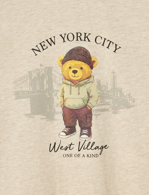 Mac & Ellie NY Bear Long Sleeve Cuffed Tee, Oatmarle product photo View 02 L